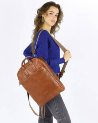 Skórzany plecak damski brązowy duży torba cemel braz - MARCO MAZZINI R274a