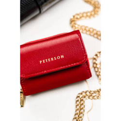 Mały portfel damski w czerwonym kolorze portmonetka RFID - Peterson 011-WEI-PUS
